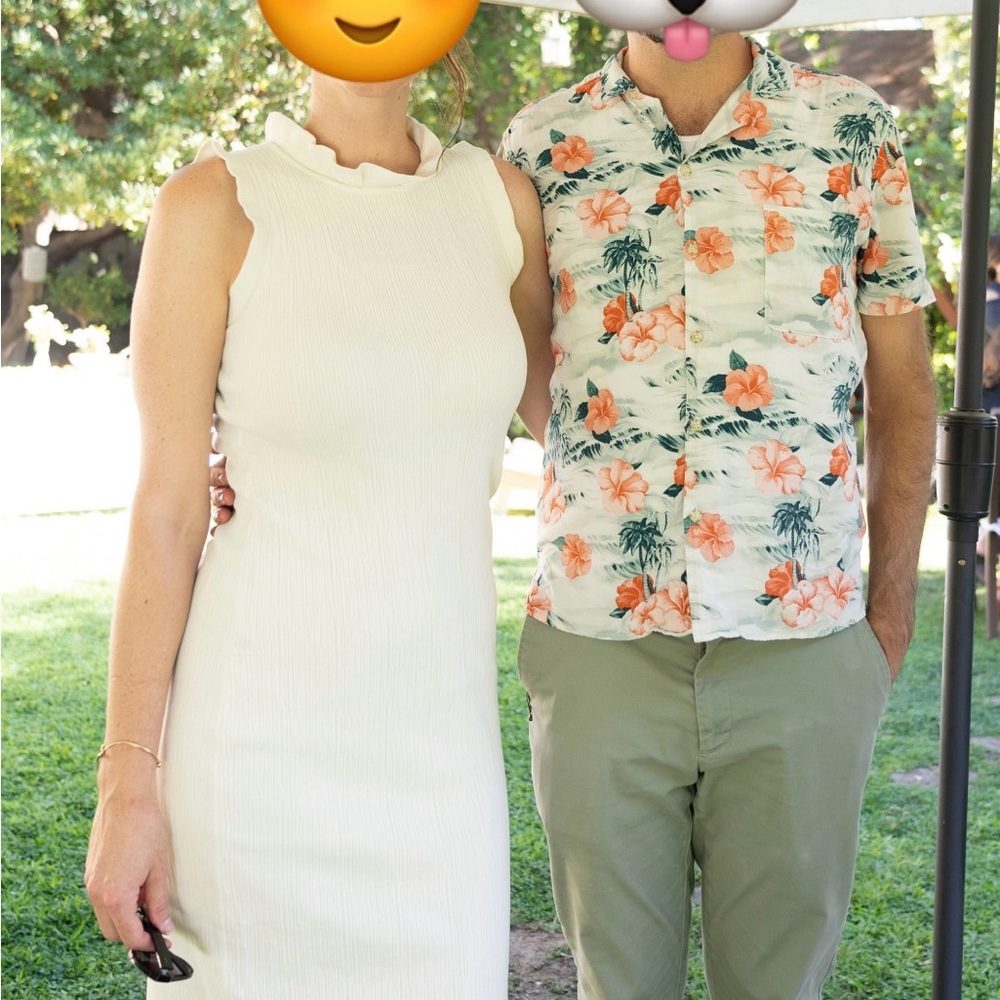 Lulu's Cream Ruffle Mock Neck Midi Dress